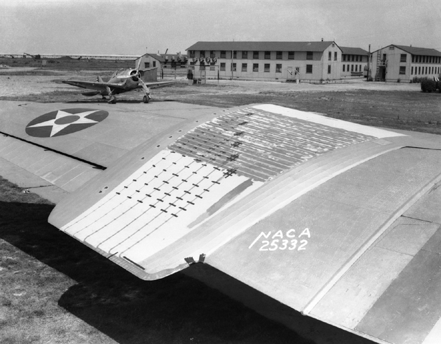 Space History Photo: Experimental Low-Drag Test Panel on Douglas B-18